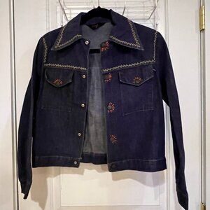 Vintage Denim Jacket Emobroidered Size Medium